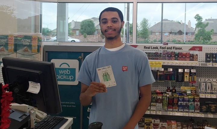 Christian with his gift card.