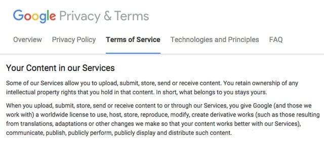 Google Translate Terms