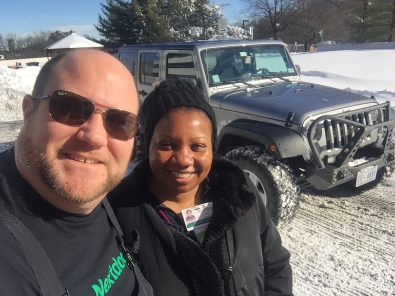 A nurse I dug out of the snow so she could make her shift at the hospital.