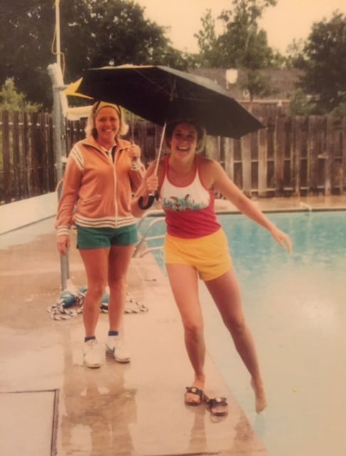 Sherry in front of Pool (years ago)